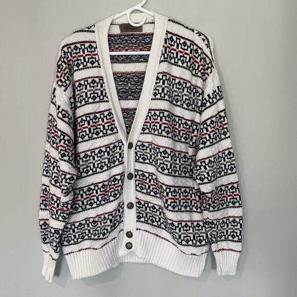 Vintage Jantzen Portland Sweater Co Mens Cardigan Large Fair Isle Americana Dad - Picture 1 of 7